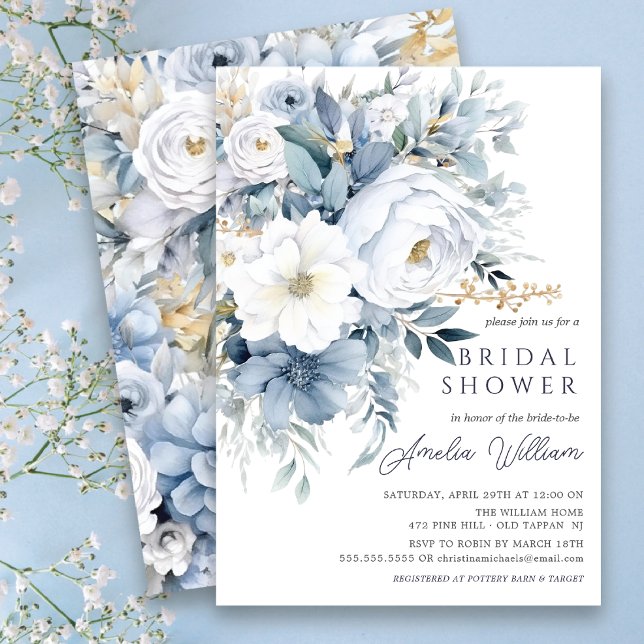 Blue Petal Bridal Dusche Einladung (Von Creator hochgeladen)