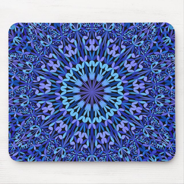 Blue Petal Kaleidoscope Mandala Mousepad (Vorne)