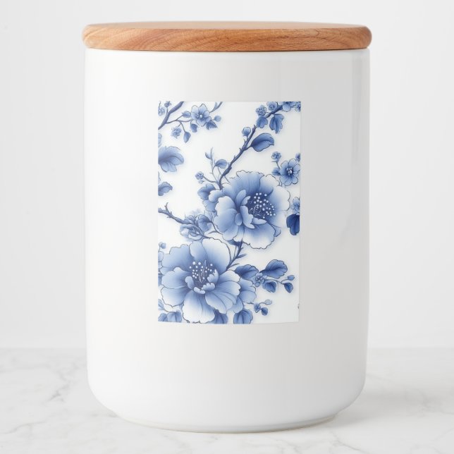 Blue Petal Keramik Storage Jar Lebensmitteletikett (Vorderseite)
