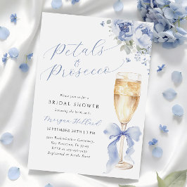 Blue Petals and Prosecco Bridal Shower Invitation Einladung