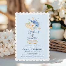 Blue Petals und Prosecco Bridal Einladung