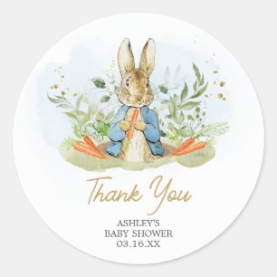 Blue Peter Rabbit Baby Dusche Runder Aufkleber