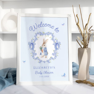 Blue Peter Rabbit Baby Dusche Willkommen Poster