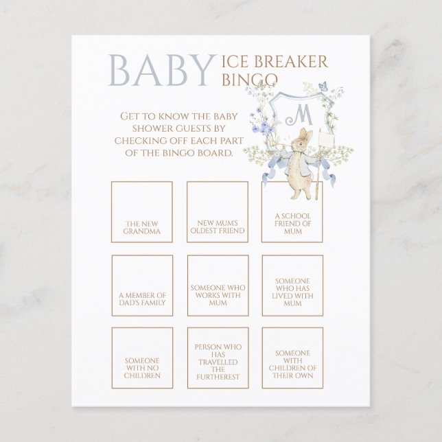 Blue Peter the Rabbit Baby Ice Breaker Bingo Game (Vorderseite)