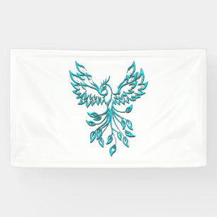Blue Phoenix Erhöhungen auf Weiß Banner