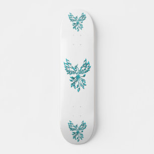 Blue Phoenix Erhöhungen auf Weiß Skateboard