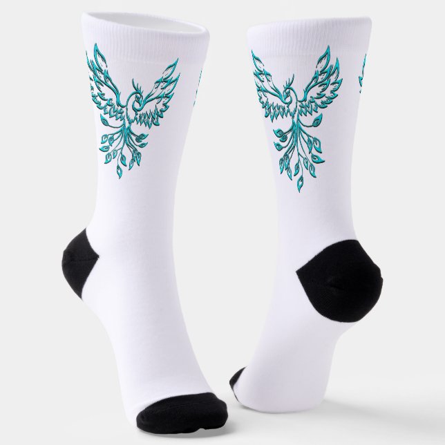 Blue Phoenix Erhöhungen auf Weiß Socken (Gewinkelt)