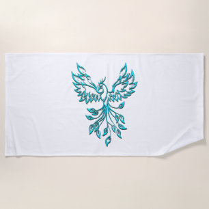 Blue Phoenix Erhöhungen auf Weiß Strandtuch