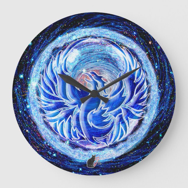 Blue Phoenix Große Wanduhr (Vorderseite)