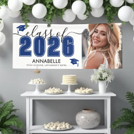 Blue Photo Graduation Party Banner