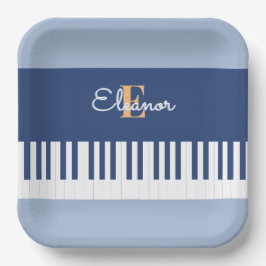 Blue Piano Keyboard Music Keys Mit Monogramm Party Pappteller
