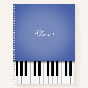 Blue Piano Music Keyboard Custom Notizbuch