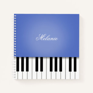 Blue Piano Music Keyboard Personalisiert Notizbuch