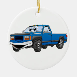 Blue Pick Up LKW Cartoon Keramikornament