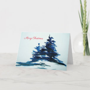Blue Pine Trees Weihnachtskarte Karte