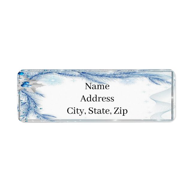 Blue Pine Winter Christmas Address Labels (Vorne)