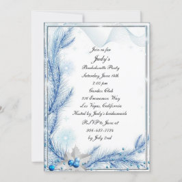 Blue Pine Winter Christmas Bachelorette Einladung