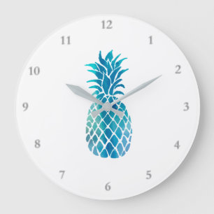blue pineapple design große wanduhr