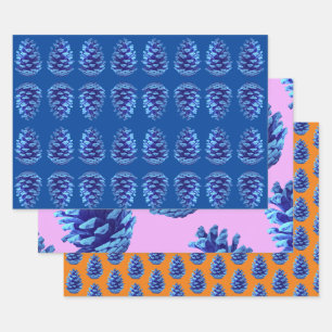 Blue Pinecone Artsy Wrapping Craft Paper Geschenkpapier Set