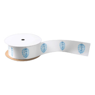 Blue Pinecone White Ribbon Satinband