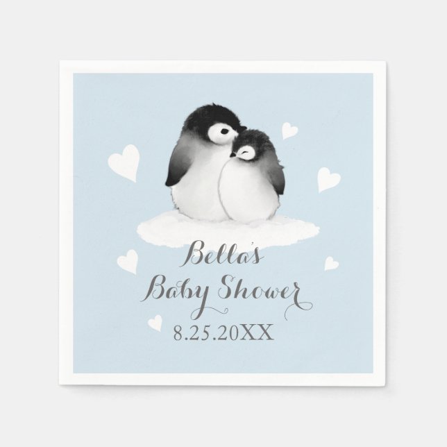 Blue Pinguin Paper Napkins Serviette (Vorderseite)