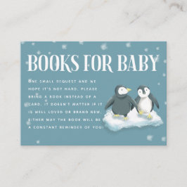 Blue Pinguine Winter Baby Shower Buchanfrage Begleitkarte