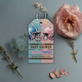 Blue & Pink American Football Helmet Baby Dusche Geschenkanhänger