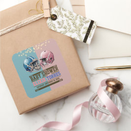 Blue & Pink American Football Helmet Baby Dusche Quadratischer Aufkleber