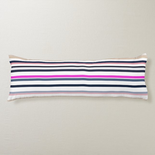 Blue Pink and Sand Stripes Seitenschläferkissen (Vorderseite)