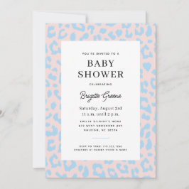 Blue Pink Animal Print Gender Reveal Baby Shower Einladung
