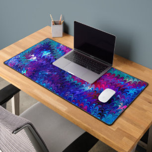 Blue Pink Aquamarin Abstrakt Marbella Ebru Kunst Schreibtischunterlage