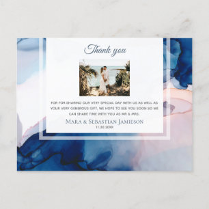 ~ Blue Pink AR17 Elegant Wedding Vielen Dank Postkarte