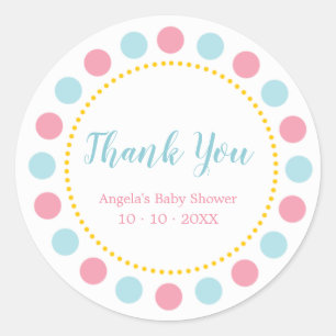Blue & Pink Baby Dusche Danke Stickers