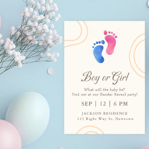 Blue & Pink Baby Feet Gender Reveve Invitation Einladung