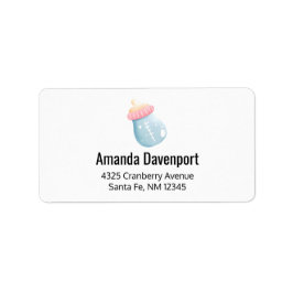 Blue & Pink Baby Flasche Niedlich Adressaufkleber