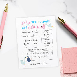 Blue Pink Baby Predictions & Advice Quiz Game Card Postkarte