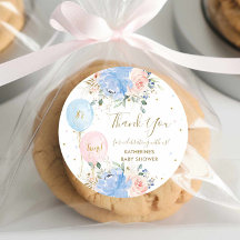 Blue Pink Balloons Floral Twins Baby Dusche