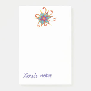 Blue Pink Blume Individuelle Name Post-it Klebezettel