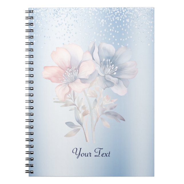 Blue Pink Blume Notebook Notizblock (Vorderseite)