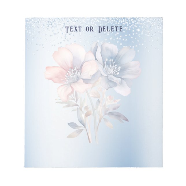 Blue Pink-Blume Notepad Notizblock (Vorderseite)