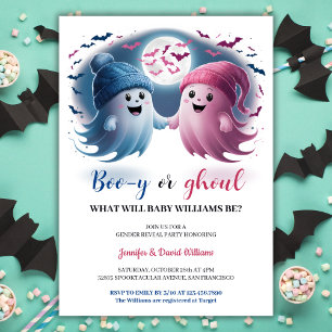 Blue Pink Boo y oder Ghoul Halloween Gender Reveal Einladung