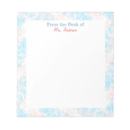 Blue & Pink Border Teacher Notizblock