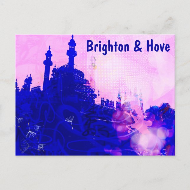 Blue & Pink Brighton Pavillon Screenprint Postkarte (Vorderseite)