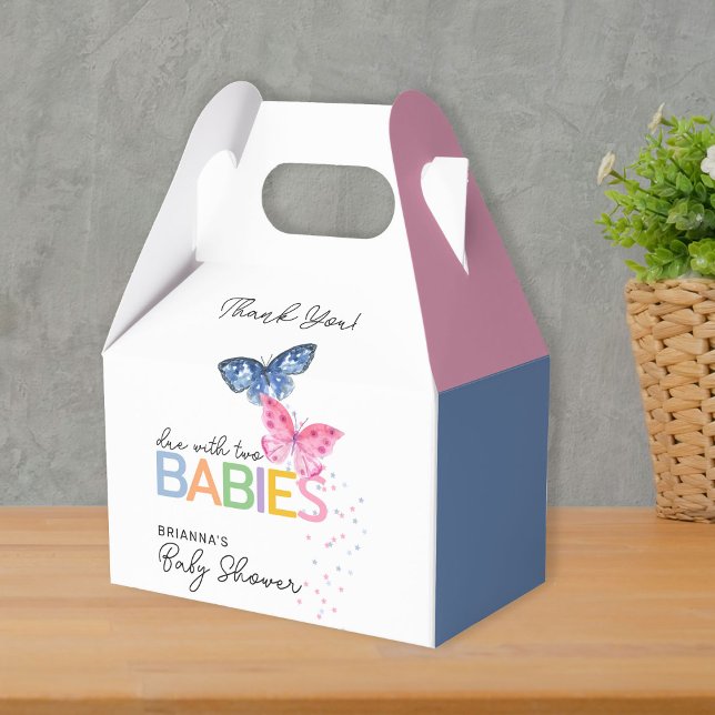 Blue & Pink Butterfly Twins Baby Dusche Vielen Dan Geschenkschachtel (Von Creator hochgeladen)