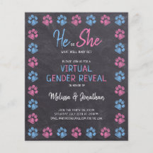 Blue Pink Chalkboard Virtual Gender Reveve