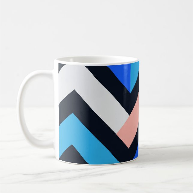 Blue Pink Chevron Geometric Pattern Kaffeetasse (Links)
