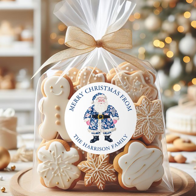 Blue Pink Chinoiserie San Salvatore - der Zuckerhu Runder Aufkleber (Von Creator hochgeladen)