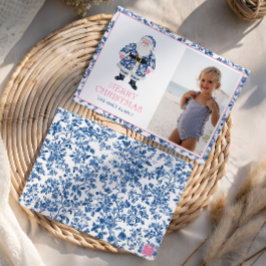 Blue Pink Chinoiserie Sentiero in Cresta: Monte Ta Feiertagskarte