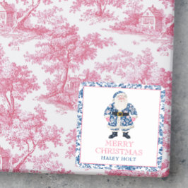 Blue & Pink Chinoiserie Stadtrundgang: Quadratischer Aufkleber