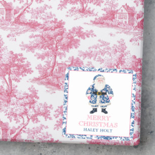 Blue & Pink Chinoiserie Stadtrundgang: Quadratischer Aufkleber